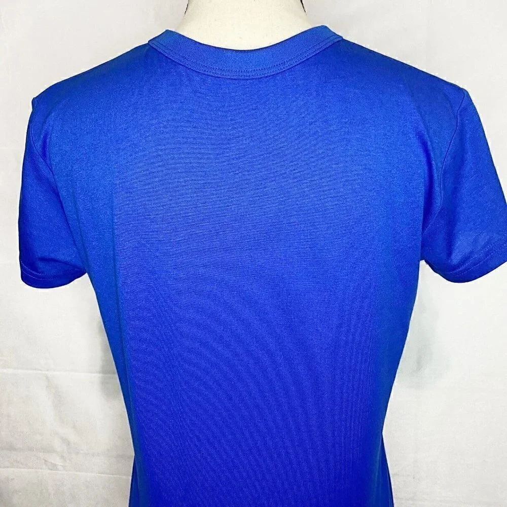 Nike Dri Fit Athletic T-Shirt Short Sleeve Solid Blue Logo Size M Medium